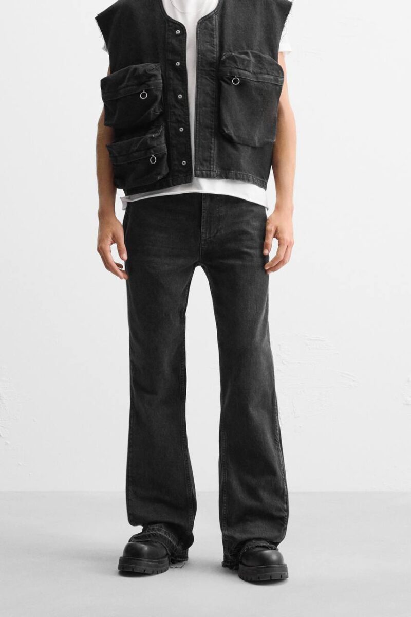 شلوار بوتکات Zara Flared fit مشکی - تصویر 5