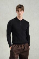 بلوز یقه‌دار از برند GIESTO (اورجینال) مشکی