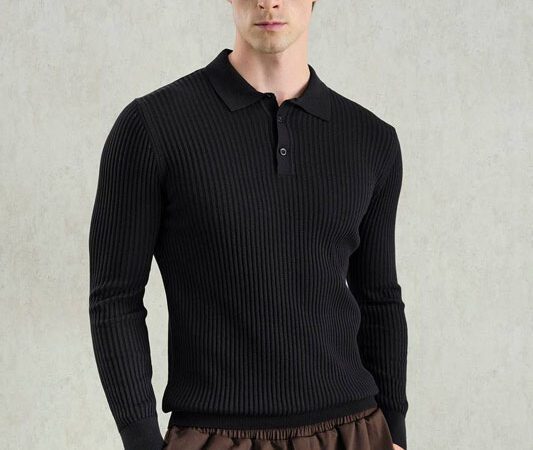 بلوز یقه‌دار از برند GIESTO (اورجینال) مشکی