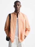 پیراهن لینن آستین بلند Zara اورجینال