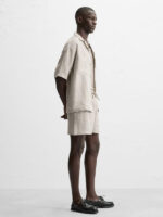 پیراهن لینن نیم آستین Zara خاکی اورجینال - تصویر 6