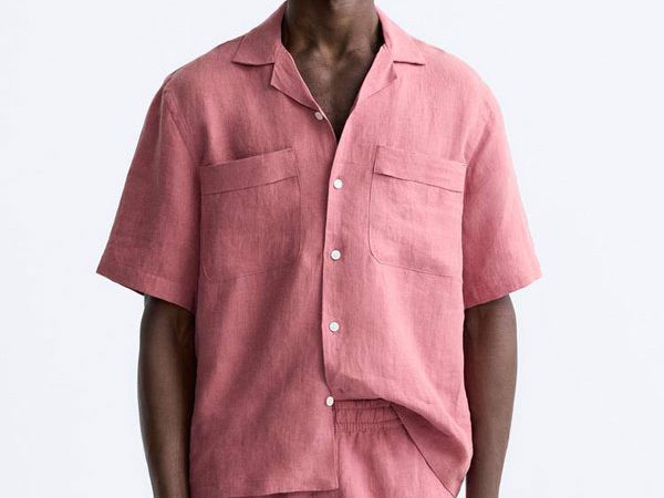 پیراهن لینن نیم آستین Zara اورجینال