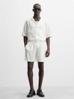 پیراهن لینن نیم آستین Zara سفید اورجینال - تصویر 5