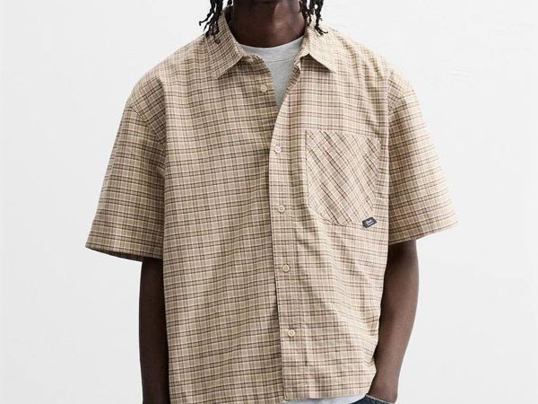 پیراهن باکسی چهارخونه ZARA اورجینال