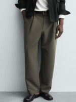 شلوار پارچه‌ای ZARA سبز اورجینال