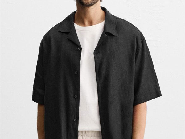 پیراهن لینن نیم آستین ZARA