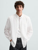 پیراهن لینن آستین بلند Zara اورجینال