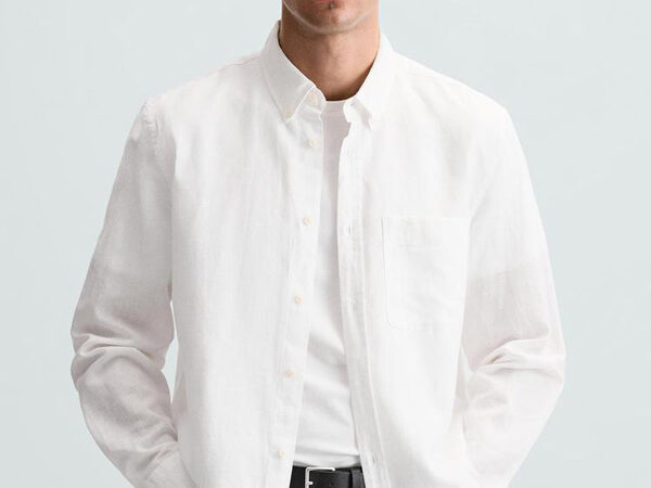 پیراهن لینن آستین بلند Zara اورجینال