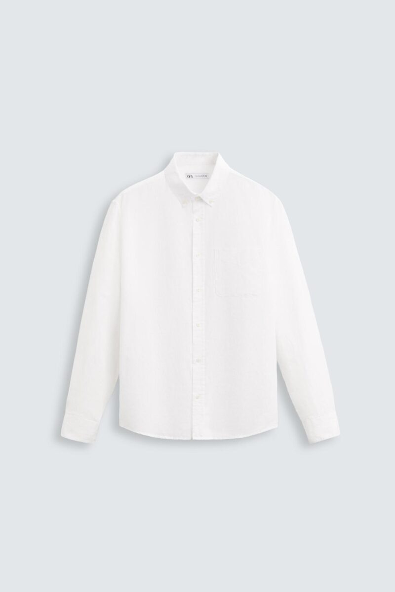 پیراهن لینن آستین بلند Zara اورجینال - تصویر 4