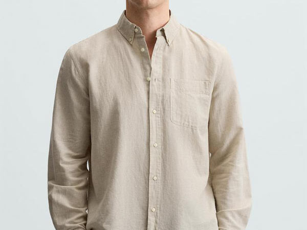 پیراهن لینن آستین بلند Zara اورجینال