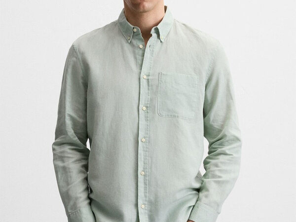 پیراهن لینن آستین بلند Zara اورجینال