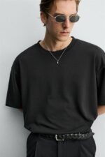 تیشرت بیسیک مشکی ZARA اورجینال - Image 4